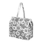 Kuber Industries Shopping Storage Bag | Waterproof Grocery Handbag | Grocery Shopping Bag | Vegetable Handle Bag | Reusable Vegetable Bag | Chain Tote Bags | Flower Quilted | Gray