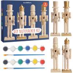 THE TWIDDLERS - 4 Paint Your Own Wooden Nutcracker Soldiers, 18cm - Premium Handmade Kit, Pine Wood Traditional Ornaments, DIY Christmas Decorations with Moving Parts, Stickers and 2 Paint Sets