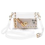 YueBags Small Clear Purse Stadium Approved for Women,Cute Clear Crossbody Bag for Sports Event,Concert,Gameday, Gold2