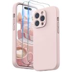 SURPHY Silicone Case Compatible with iPhone 14 Pro Max Case 6.7 inch (2022), with Camera Protection Liquid Silicone Soft Gel Rubber Phone Case Cover with Microfiber Lining (Pink)