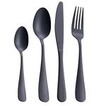 Matte Black Silverware Set, GoGeiLi 24-Piece Stainless Steel Satin Finish Flatware Cutlery Set, Service for 6, Dishwasher Safe