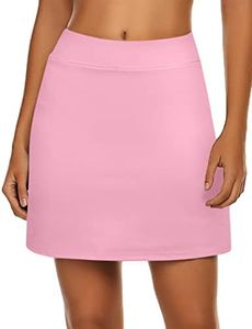 Ekouaer Womens Skirts Tennis Golf Athletic Skorts Double Layer Solid Color Causal Lightweight Sportswear Pink