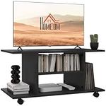 HOMCOM Modern TV Cabinet Stand Storage Shelves Table Mobile Bedroom Furniture Bookshelf Bookcase Black