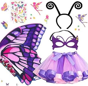 HIQE-FL Disfraz Mariposa,6 Piezas Mariposa Disfraz de Hada,Disfraz Mariposa Niña,Alas de Mariposa,Máscara, Tutu Falda,Diadema,Tatuajes, para Halloween Carnaval Pascua Fiesta Cosplay Baile