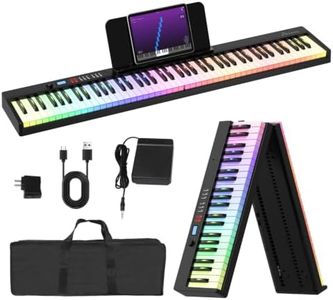 OYAYO 88 Key Folding Piano with Light Up Keys, FP88CL Full Size Semi-Weighted Keyboard for Beginners, Portable Electric Piano with USB-MIDI, Sustain Pedal, Carrying Bag, Black