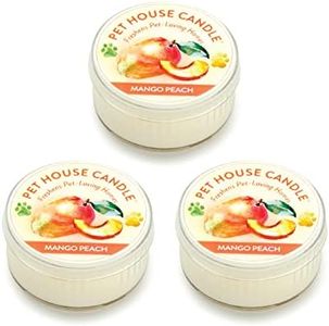 Pet House Mini Candles for Pet Odor Made with Natural Soy Wax, Plant Based, Dog and Cat Friendly Scented Candles, Mango Peach Pack of 3