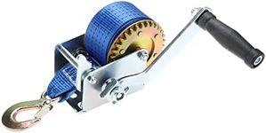 BTSHUB 600lbs/272kg Hand Winch, Heavy Duty Hand Crank Gear Winch, Polyester Strap with Hook, for ATV Boat Trailer Marine