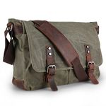 AIZBO Waterproof Messenger Bag Mens, Man Bags Cross Body Canvas Shoulder Bag Satchel Bag Laptop Bag for 15 Inches, Large Size (Army Green)