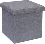 SAMPLUS MALL (LABEL) Linen Home Foldable Large Storage Ottoman Bench Footrest Stool Storage Ottoman Bench for footrest Stool Coffee Table and Seating Ottoman (30 X 30 X 30 c.m, Grey)