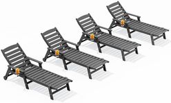 SERWALL Patio Chaise Lounge Chair Set of 4, Slate Gray