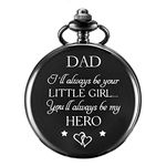 TREEWETO Pocket Watch for Dad from Daughter Engraved -"I Will Always be Your Little Girl" Father Pocket Watches Child to Dad Birthday Father's Day (Black)