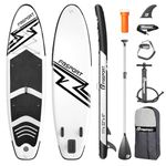 FBSPORT Inflatable Stand Up Paddle Boards,SUP Board,6" Thick Stand Up Paddle Boarding,Paddling Board for Youth & Adult,Surfboard,SUP with Adjustable Paddle/Backpack/Pump/Removable Fin (BlackWhite)
