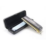 Kadence Chromatic Harmonica Key of C, 12 Holes 48 Tones Chromatic Mouth Organ Harmonica For Adults, Professionals and Students (Black Gold)