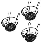 Pack of 3 ZONADAH Leaf Small Flower Pot Holders Round Hanging Railing Planters Iron Garden Fence Balcony Porch Plant Baskets Support Rack Shelf Containers Gardening Indoor or Outdoor Black