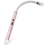 VEHHE Electric Candle Lighter, USB Rechargeable Lighters with Safety Button Lock, Flexible Neck ARC Long Lighter with LED Battery Display Windproof for Grilling Cooking Camping