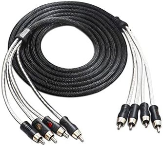 RECOIL PCI412 Premium 100% Oxygen Free Copper 12ft 4-Channel RCA Audio Interconnects Cable 4X RCA Male to 4X RCA Male Double Shielded with Noise Reduction