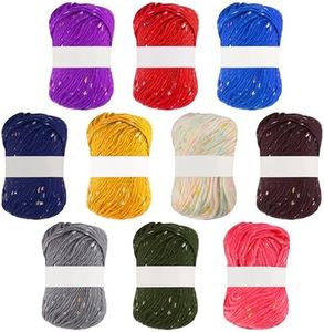 Kurtzy Lot de 10 Pelotes de Laine pour Crochet Colorées - 50 g par Pelote - Approx 900 m de Fil Crochet Doux en Coton & Polyester Coloré pour Projets de Crochet et Tissages Manuels