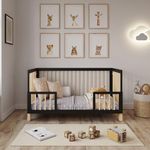 Love For Sleep ALEXANDER 4-in-1 Baby Cot Bed 140x70cm, Adjustable Mattress Base, Toddler and Day Bed, Converts into Sofa Bed, Wooden Barriers Included, Crib From Birth to 6 Years (Anthracite/Pine)