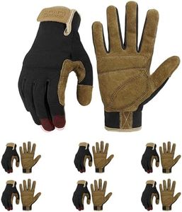 HANDLANDY Work Gloves for Men & Women, Flexible Breathable Gardening Gloves for Yard Maintenance, Leather Utility Mechanic Working Gloves Touch Screen (X-Large, 6 Pairs)