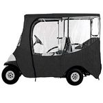 Toiles VR Clear Vision Golf Cart Enclosure Cover for 4 Passenger - Weatherproof 300D Polyester with Straps and Hooks - 112 x 48 x 66 (80 Roof) - Golf Cart Accessories Enclosure Cover - Black