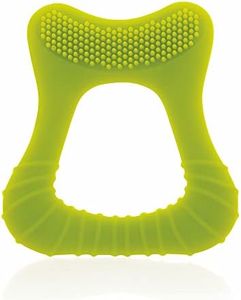 BeeBaby Tooth Shape Soft Silicone Teether with Bristles & Carrying Case for 6 to 12 Months Baby, BPA Free Teething Toy for Babies with Textured Surface. 100% Food Grade (Tooth- Green)
