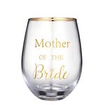 COFOZA Mother of The Bride Gifts 15 Ounce Stemless Wine Glasses Drink Cup Tumbler Wedding Proposal Gift for Bride's Mother