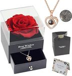 IMLUCKY Preserved Flower Roses Gift Box: Forever Red Rose with Necklace I Love You Gifts for Mom/Daughter/Girlfriend/Wife on Anniversary/Wedding/Birthday/Christmas