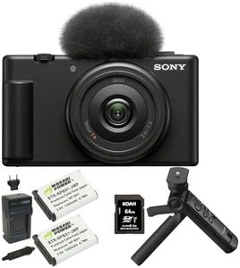 Sony ZV-1F Vlog Camera for Content Creators and Vloggers (Black) Bundle with Vlogger Accessory Kit, Photo Video Art Suite, and Rechargeable Lithium-Ion Battery Pack with Charger (4 Items)