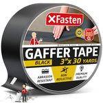 XFasten Multipurpose Black Gaffers Tape 3 Inch X 30 Yards, Pro Black Gaff Tape for Photography, Floor Gaffing Tape, Heavy Duty Matte Black Gaffer Tape, No Residue Tape, White Gaffers Tape Partner