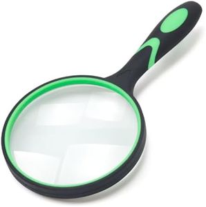 Large Magnifying Glass 10X Handheld Reading Magnifier for Seniors & Kids - 100MM 4INCHES Real Glass Magnifying Lens for Book Newspaper Reading, Insect and Hobby Observation, Classroom Science (Green)