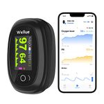 Wellue Pulse Oximeter Fingeroximeter with Bluetooth，Oxygen Monitor Finger Adults with Free App，Monitor Blood Oxygen Saturation and Heart Rate, with Alarm & Battery