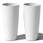 Veradek Mason Series Vega Planter - Round Tall Planter for Indoor or Outdoor Porch/Patio | Made from Plastic & Concrete with Drainage Holes | Modern Décor for, Flowers, Interior Plants