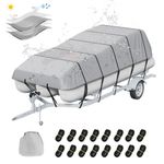 VEVOR Pontoon Boat Cover, 23'-24' Waterproof Trailerable Pontoon Cover, 800D Marine Grade PU Oxford Fabric, with Motor Cover, 16 Windproof Buckle Straps, Fits for 23'-24'L, Beam Width to 102", Grey