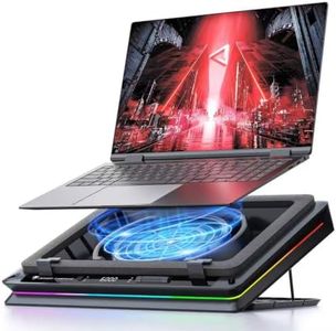 D16 RGB Gaming Laptop Cooling Pad for 15.6-19" Laptops, Adjustable Speed | 5.5" Turbo Fan cooling stand, 5 Adjustable Height, Digital Display, 2 USB Ports, 360° Cooling Coverage, Low Noise, Anti-Slip