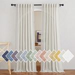 NICETOWN Linen Curtains for Windows 84 inch Length, Rod Pocket & Back Tab Semi Sheer Linen Curtains & Drapes Privacy with Light Through for Bedroom/Living Room, Natural, W52 x L84, 2 Pieces