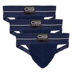 GOLBERG G Men’s Athletic Supporters (3 Pack, Midnight Blue, Medium) - Jock Strap Underwear - Extra Strength Elastic