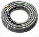 Interchange Brands 3/8” x 50ft 4000 PSI High Pressure Washer Hose Gray Non-Marking, Steel Braid, Quick Couplers, 275 Max Temp, Assembled In USA