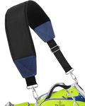 BIG TEETH Golf Bag Strap Single Padded Shoulder Strap Adjustable Thick Pad Straps Universal Replacement Quick Release (Black and blue with 2 clips)