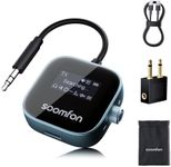SOOMFON Bluetooth 5.3 Transmitter Receiver, 2-in-1 Airplane Bluetooth Adapter, Plug & Play for 2 Airpods/Headphones, 3.5mm Jack Headphone Adapter for Airplane TV Travel Flight Speakers Gym