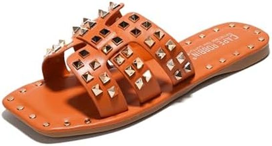 Cape Robbin Amisha Stylish Slide Sandals for Women - Womens Sandals with Gold Spikes - Studded Open-toe Summer Slides for Women - Slip-On Women's Sandals