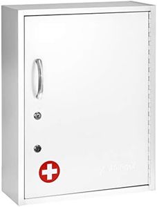 AdirMed White Locking Medication Cabinet with Document Pocket, Metal Wall Mounted Medication Cabinet with Dual Lock and Dual Keys, 21" H x 16" W x 6" D