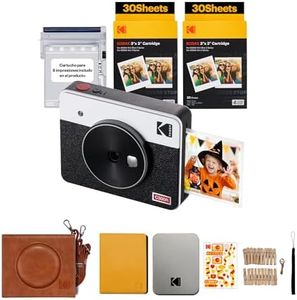 KODAK Mini Shot 3 Retro 4PASS 2-in-1 Instant Digital Camera and Photo Printer (3x3 inches) Initial 8 Sheets + 60 Sheets Gift Bundle, White (NOT Zink)