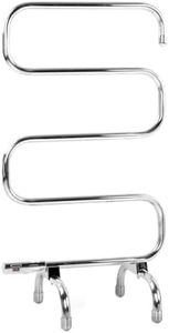 Devanti Heated Towel Rail, Stainless Steel Electric Towels Rack Warmer Clothes Rails Airer Drying Racks Bathroom Holder Wall Mounted Free Standing Clothe Heater Dryer, 70W 3 Min 40-50°C 5 Rods Silver