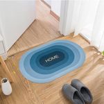 Kuber Industries Pack of 4 Oval Bathmat | Soft Anti Skid Door Mat | Non Woven Floor Mat for Home | Non-Slip Mat for Shower-Bathtub | HY081 | Blue