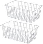 SANNO Freezer Baskets Pantrty Storage Baskets Bins,Farmhouse Metal Wire Basket Freezer Storage Wire Baskets Organizer Wire Storage Basket for Kitchen Pantry Organizer Bins,14"x11"x6"