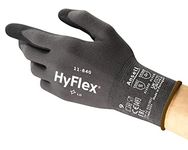 Ansell HyFlex 11-840 Professional Work Gloves, Abrasion Resistant Nitrile Coating with Firm Grip, Multipurpose Protection Gloves, Mechanical and Industrial Safety, Black, Size L (1 Pair)