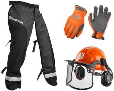 Husqvarna 590091101 Classic Personal Protective Power Kit with Chainsaw Chaps, Forest Helmet and Safety Gloves, Chainsaw Safety Equipment for New Chainsaw Users