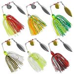 Bass Fishing Lures Spinnerbait Kit, 6/12pcs Spinner Baits Bass Spinnerbait Lures Hard Metal Spinner Bait Topwater Fishing Lure Buzzbait Swimbait Jig Lure Spinner Baits for Bass Fishing Trout Salmon