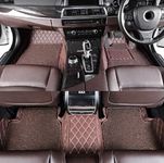 Hi Art PVC, Faux Leather, Nylon 7D Car Floor Mats Compatible with Mahindra XUV 500, (Coffee/Beige)