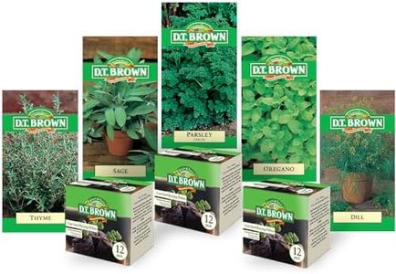 D.T. Brown Seed Bundle Grow Your Own Fresh Herbs Kit - Parsley Curled, Thyme, Oregano, Sage, Dill + Seed Raising Pellets